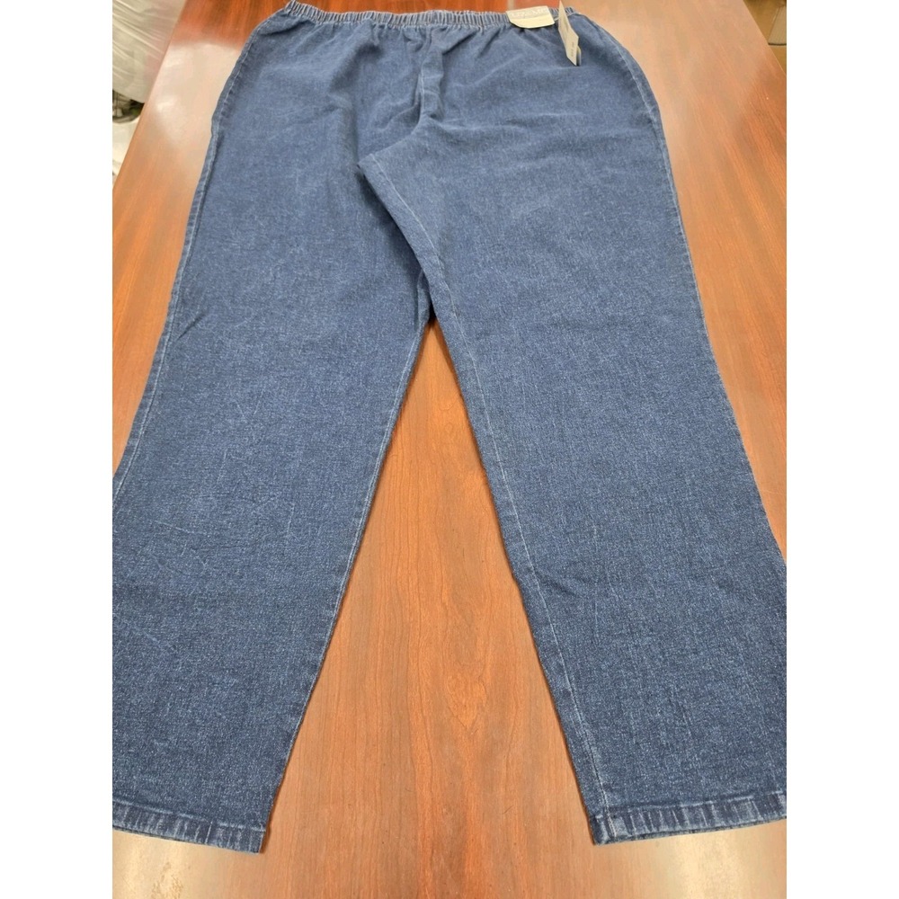Liz & Me Plus Size 26W Pull On Jeans Dark Wash Straight Leg Elastic Waist NWT